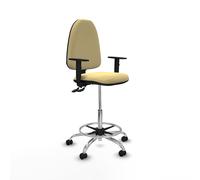 Taburete aýna cpdm similpiel crema brazos 1d base cromada ruedas engo