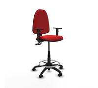 Taburete aýna cpdm similpiel rojo brazos 1d base poliamida ruedas nai