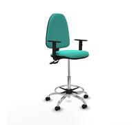 Taburete aýna cpdm similpiel turquesa brazos 1d base cromada ruedas a