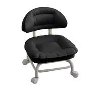 Taburete bajo con soporte trasero 360 ruedas silenciosas silla compacta | Asiento de pedicura rodante con respaldo para tienda, garaje, biblioteca, estudio, oficina, limpieza, pedicura y manualidades