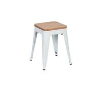 Taburete bajo industrial de acero y madera thinia home