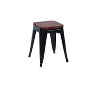 Thinia Home Taburete Bajo Industrial Apilable de Acero y Madera 38x38x46cm Thinia Home