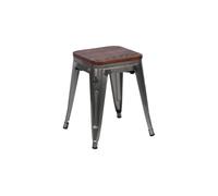 Taburete bajo industrial de acero y madera thinia home