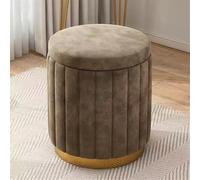 Taburete bajo para decoración de uñas, taburete tapizado con funda extraíble, reposapiés de almacenamiento con base de metal para sala de estar