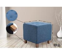 CLP Taburete Puff Bajo Pharao Tapizado En Tela & Altura De Asiento 46cm I Taburete Reposapiés Acolchado, Color:Azul