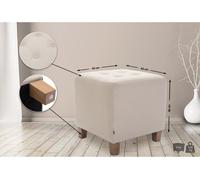 CLP Taburete Puff Bajo Pharao Tapizado En Tela & Altura De Asiento 46cm I Taburete Reposapiés Acolchado, Color:Crema