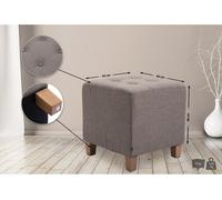 CLP Taburete Puff Bajo Pharao Tapizado En Tela & Altura De Asiento 46cm I Taburete Reposapiés Acolchado, Color:Gris Pardo