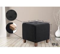 CLP Taburete Puff Bajo Pharao Tapizado En Tela & Altura De Asiento 46cm I Taburete Reposapiés Acolchado, Color:Negro