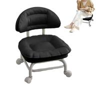 Taburete Bajo Rodante con Respaldo Silla Compacta Pequeña Con Ruedas | Asiento De Rodante Con Respaldo Para Taller Hogar Garaje Estudio Oficina Limpieza Manualidades