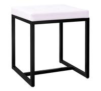 Taburete barci con marco negro simil cuero blanco 40x40x48 cm