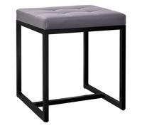 Taburete barci con marco negro simil cuero gris 40x40x48 cm
