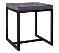 Taburete barci con marco negro terciopelo gris oscuro 40x40x48 cm