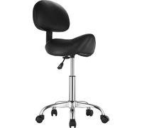 Taburete con respaldo, giratorio, tapizado en cuero sintético, con altura ajustable, color