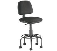 Taburete con respaldo rocada para mesa de dibujo negro regulable en altura hasta 725 mm tela ignifuga