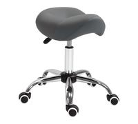 Taburete con ruedas HOMCOM, taburete de masaje con altura ajustable de 49-61 cm y ranura ergonómica, silla de trabajo con ruedas, sala de masajes, tatuajes, clínica, spa, gris