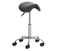 CLP Taburete con Ruedas Reno En Simil Cuero I Taburete De Trabajo Giratorio I Silla De Escritorio Regulable En Altura I Color:, Color:Gris