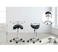 CLP Taburete con Ruedas Reno En Simil Cuero I Taburete De Trabajo Giratorio I Silla De Escritorio Regulable En Altura I Color:, Color:Negro