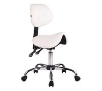 Taburete con ruedas stuttgart simil cuero blanco 58x58x88 cm