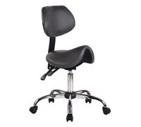 Taburete con Ruedas Stuttgart Tapizado En Cuero PU I Taburete Trabajo con Respaldo & Sin Reposabrazos I Taburete Altura Regulable I Color:, Color:Gris