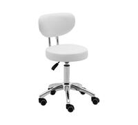 Taburete con ruedas y respaldo - 46 - 60 cm - 150 kg - blanco | physa