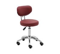 Taburete con ruedas y respaldo - 46 - 60 cm - 150 kg - burdeos | physa