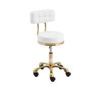 Taburete con ruedas y respaldo - 47 - 61 cm - 150 kg - blanco/dorado | physa
