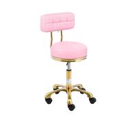 Taburete con ruedas y respaldo - 48 - 61 cm - 150 kg - rosa pálido/dorado | physa