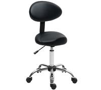Taburete con Ruedas y Respaldo Extraíble Altura Regulable 83-98 cm Negro