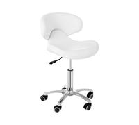 Taburete con ruedas y respaldo para estética - 450- 590 mm - 150 kg - Blanco | physa