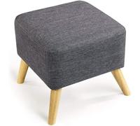Taburete cuadrado tapizado con funda de lino extraíble, taburete de tela para sala de estar, dormitorio, soporte para pies
