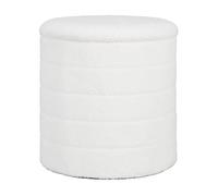 Taburete de almacenaje 40,5x40,5x43 cm - asiento redondo con espacio oculto y función de mesa auxiliar - blanco