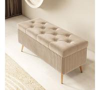 Taburete de Almacenamiento Tapizado Con Asiento, Caja Para Dormitorio, Tocador Maquillaje, Sofá Reposapies, Salón, Banco Pie de Cama
