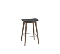Taburete de Bar de Fibra con Base de Madera Negro/ Marrón Oscuro Al. 66 cm
