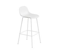 Taburete de Bar de Fibra con Base de Tubo y Respaldo Blanco Al . 97,5 cm