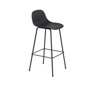 Taburete de Bar de Fibra con Base de Tubo y Respaldo Negro Al . 97,5 cm