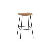 Taburete de Bar de Fibra con Base Tubular Tapizado en Piel Coñac/ Negro Al . 76 cm