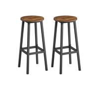 Taburete de Bar Juego de 2 Metal con Reposapiés Marrón Rústico y Negro
