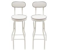 Taburete de bar plegable, acolchado, silla alta para adultos, color negro, con respaldo y reposapiés, resistente a la intemperie, para balcones, oficinas, bares, comedores (blanco, asiento redondo, 2