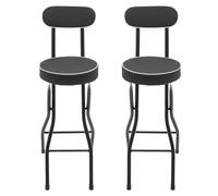 Taburete de bar plegable acolchado, silla alta plegable para adultos, color negro, con respaldo y reposapiés, resistente a la intemperie, para balcones, oficinas, bares, comedores (negro, asiento