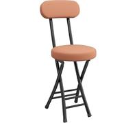 Taburete de bar plegable portátil con cojín trasero y reposapiés, cómoda silla de altura de mostrador para bar, cafetería, cocina, diseño que ahorra espacio, fácil de transportar