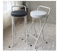 Taburete de bar plegable resistente - Silla de altura acolchada de piel sintética para cocina e isla doméstica, diseño elegante, color negro, 65 cm, ahorra espacio, duradero y cómodo