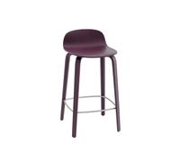 Taburete de Bar Visu con Base de Madera H65, Color Ciruela Oscuro