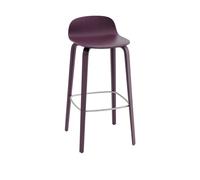 Taburete de Bar Visu con Base de Madera H75 Ciruela Oscuro