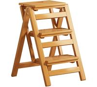 Taburete de Biblioteca de Madera Plegable portátil, Escalera Multicapa, Silla para Oficina y Comedor, Banco de jardín versátil, Color primario, tamaño: 65 x 57 cm