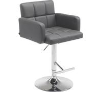 Taburete de diseño - Taburete - Asiento cómodo para el uso diario, con tapizado de cuero sintético | Color: Gris | Color base: Cromo