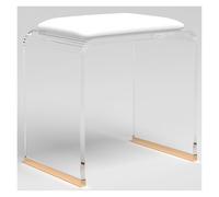 Taburete de ducha acrílico con asiento acolchado, asiento de baño transparente para baño o sala de maquillaje, no requiere montaje