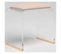 Taburete de ducha acrílico con asiento acolchado, asiento de baño transparente para sala de maquillaje, no requiere montaje