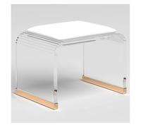 Taburete de ducha acrílico con asiento acolchado, asiento de baño transparente para sala de maquillaje, no requiere montaje