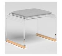 Taburete de ducha acrílico con asiento acolchado, asiento de baño transparente para sala de maquillaje, no requiere montaje