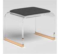 Taburete de ducha acrílico con asiento acolchado, no requiere montaje para baño o sala de maquillaje